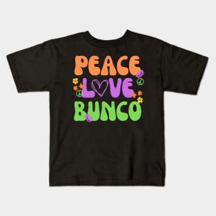 Peace Love Bunco Dice Game Kids T-Shirt